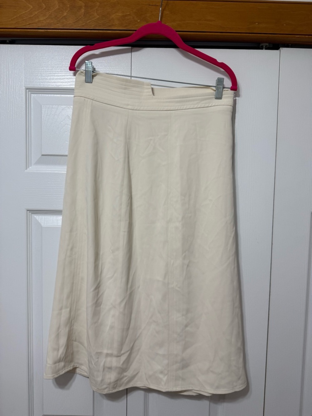 Commense Cream Wrap Midi Skirt Women’s Size Large Minimalist Tie Waist Skirt